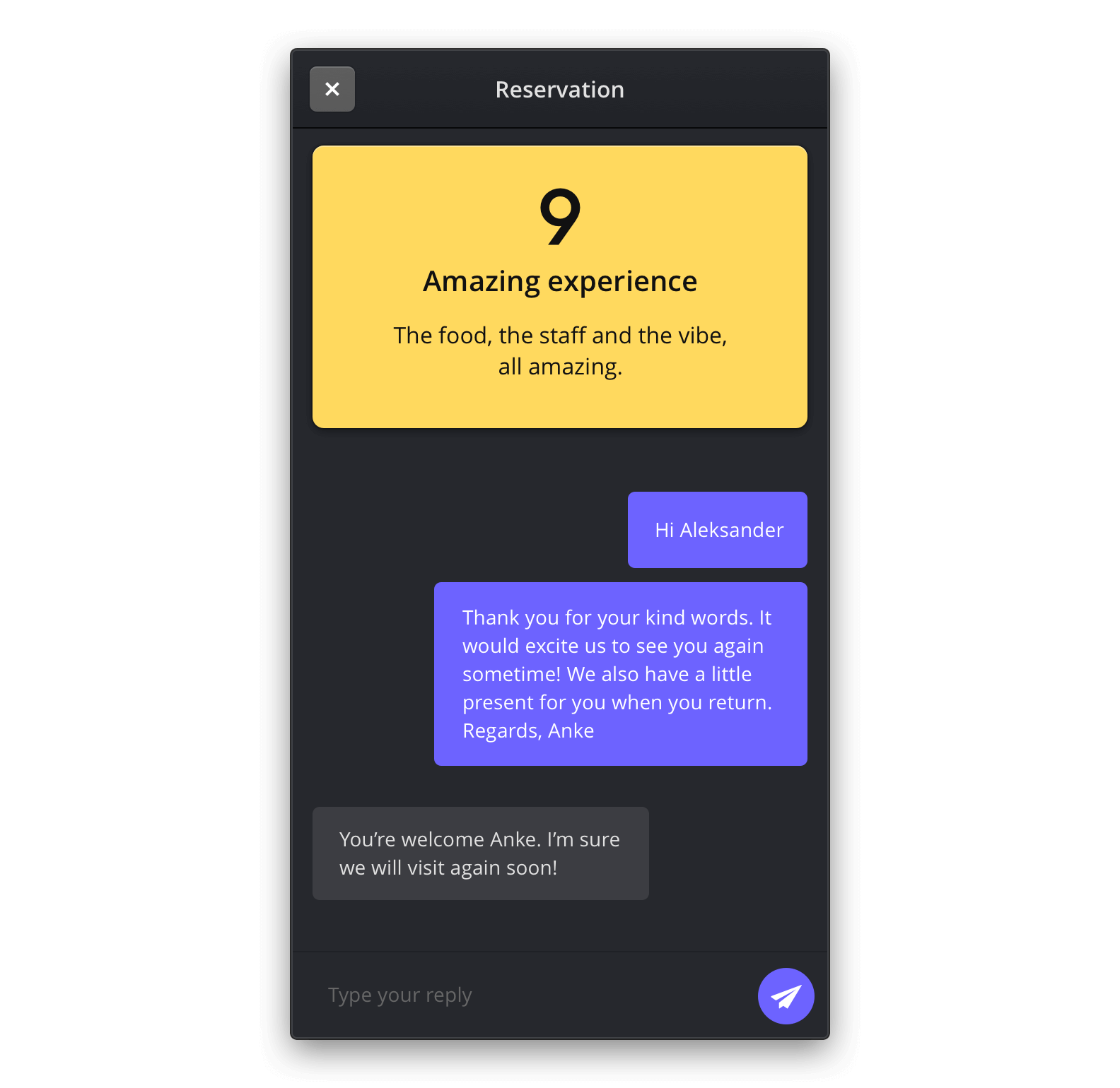 Messages Send messages to your guests about their reservation