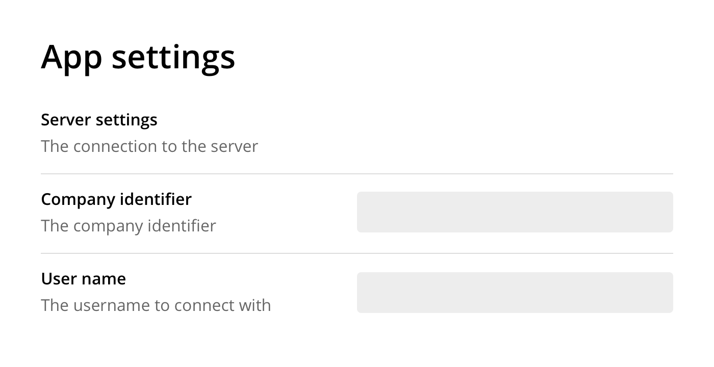 Output of json app settings